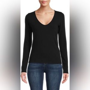 JAMES PERSE Women’s V-Neck Black Long Sleeve Classic Top - SIZE 1 NEW WITH TAGS